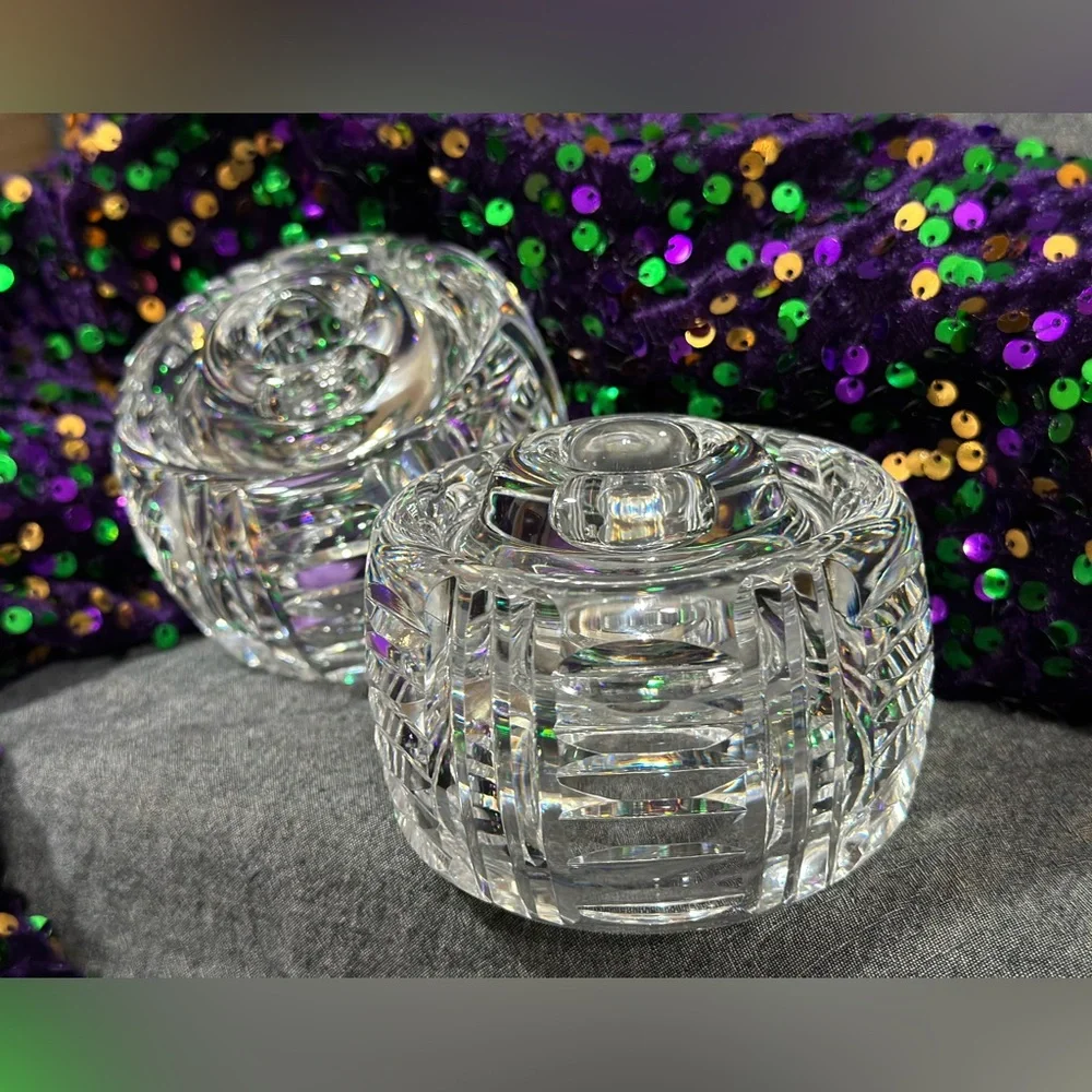 A pair of Waterford Crystal candle votives / holders